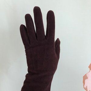 Vintage Brown Suede Gloves